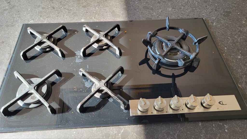 Boretti gasfornuis op glasplaat - Gebruikt maar werkt goed, Gebruikt, Ophalen of Verzenden, Inbouw, Gas