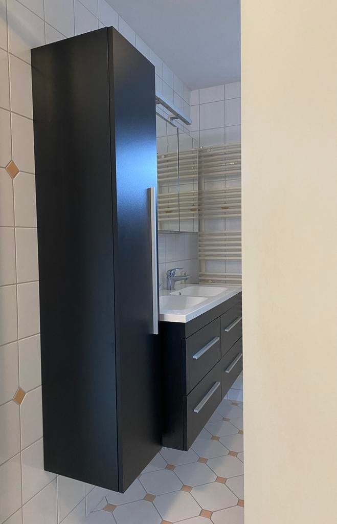 Badkamermeubels - hoge kast en wastafel met opbergruimte, Huis en Inrichting, Ophalen, (Half)hoge kast, 50 tot 100 cm, Zo goed als nieuw