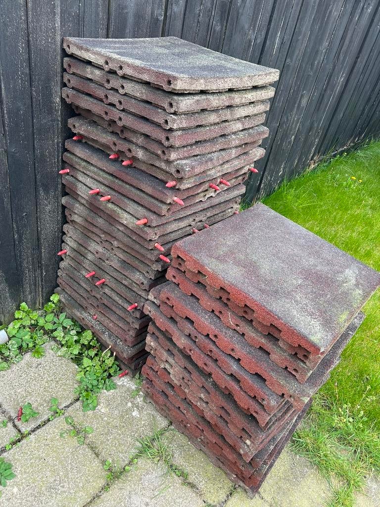 Rubberen tegels / stalmatten, Tuin en Terras, Tegels en Klinkers, Ophalen, Zo goed als nieuw, Rubber, Overige typen
