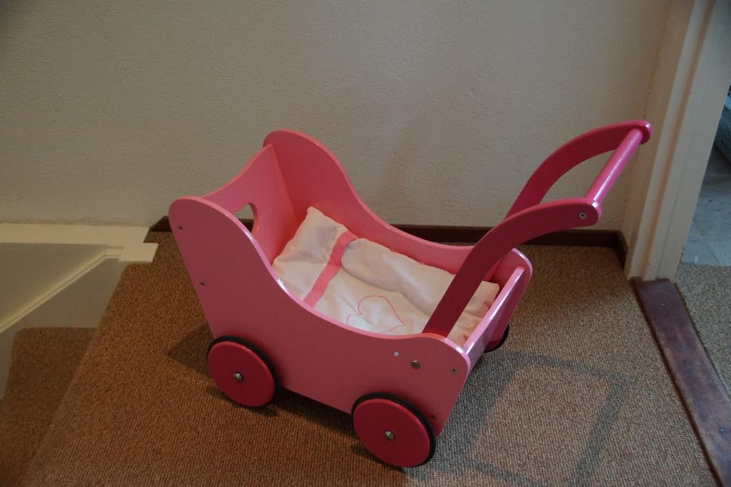 Houten poppenwagen, Ophalen, Zo goed als nieuw, Babypop
