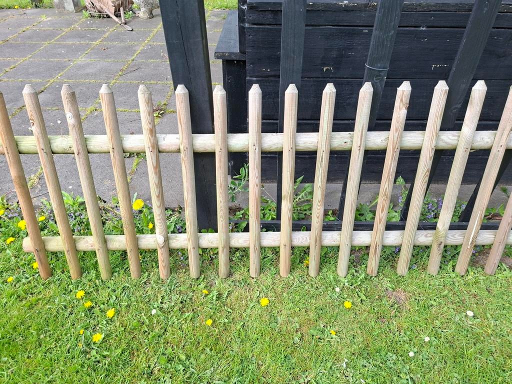Houten tuinhekje, totaal ca 7,80m, Ophalen, Zo goed als nieuw, Hout, Tuinhek