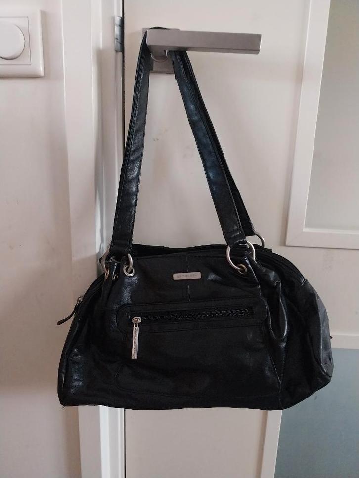 Zwarte damestas met gekleurde stoffen binnenkant, Sieraden, Tassen en Uiterlijk, Tassen | Damestassen, Gebruikt, Handtas, Zwart