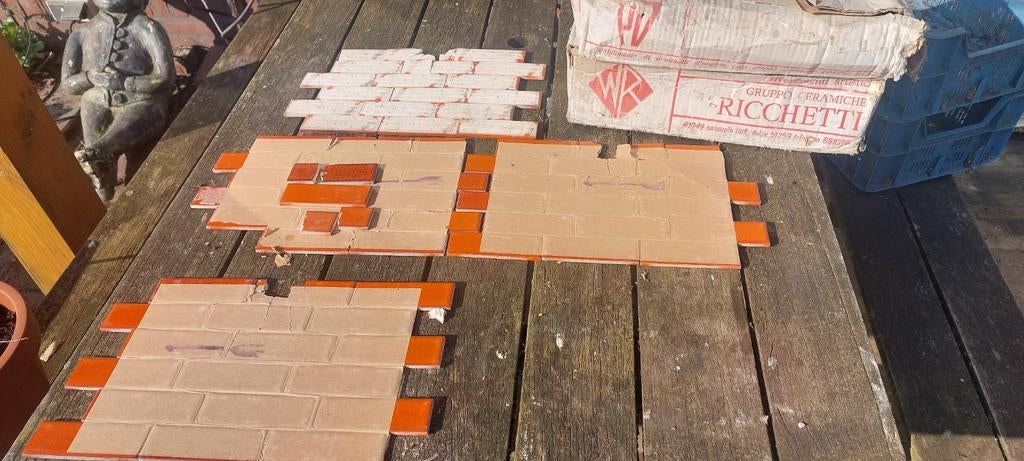 Retro Oranje Mozaïek Tegeltjes - Gemeleerd (1.5 m²), Doe-het-zelf en Verbouw, Tegels, Ophalen, Gebruikt, Minder dan 20 cm, Minder dan 20 cm