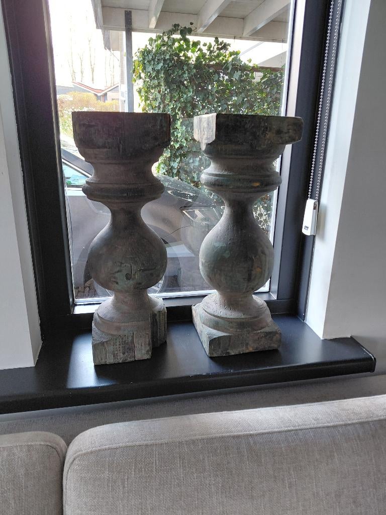 Houten balusters landelijk, Ophalen, Groen, Gebruikt, 25 tot 50 cm