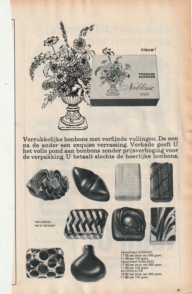retro reclame 1966 Verkade Zaandam heerlijke bonbons, Verzamelen, Retro, Verzenden, Overige typen