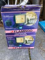 2 nieuwe Flamingo halogeenlampen met bewegingsmelder, Tuin en Terras, Ophalen, Overige materialen, Bewegingssensor, Minder dan 50 watt