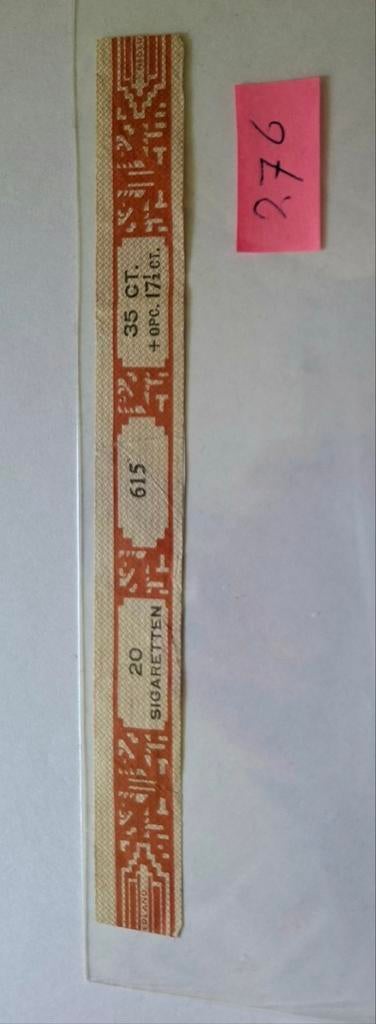 LINTZEGEL-SIGARETTEN        ANNO 1941-42    NR 276, Verzamelen, Ophalen of Verzenden, Gebruikt, Overige typen