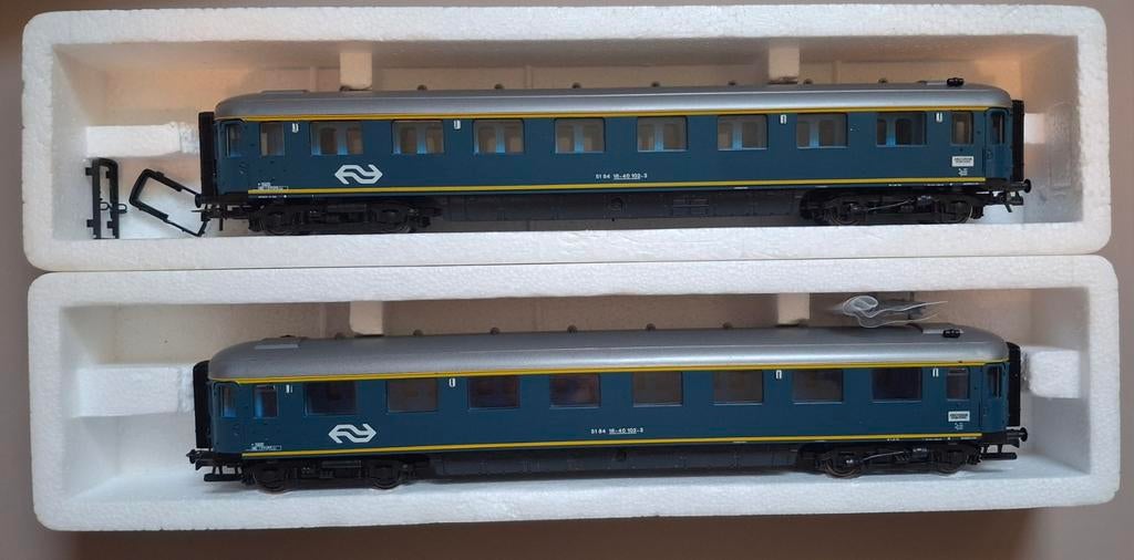 Roco H0 NS plan D rijtuigen in Berlijns blauw (2 stuks), Gelijkstroom, Wagon, Ophalen of Verzenden, Roco