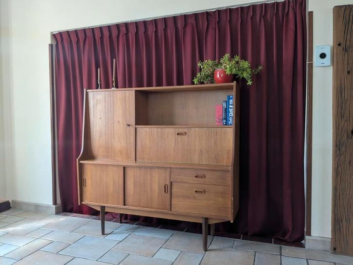  Vintage mid century highboard kast, Huis en Inrichting, Kasten | Dressoirs, Zo goed als nieuw, 100 tot 150 cm, 25 tot 50 cm, Met lade(s)