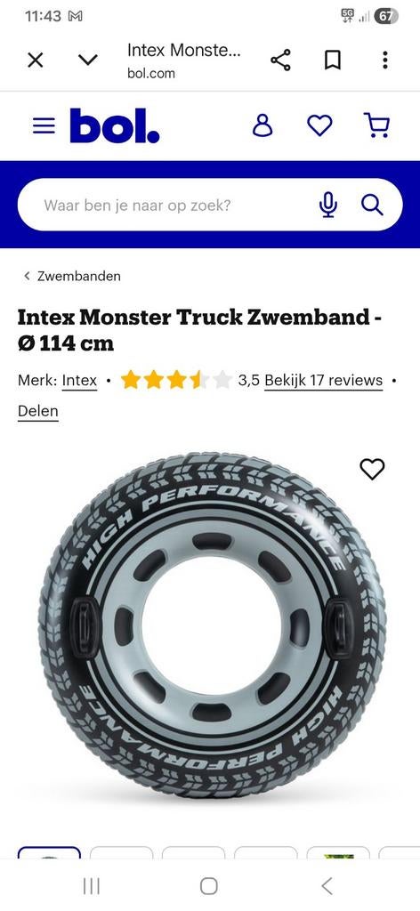 Grote auto zwemband, Ophalen of Verzenden, Zo goed als nieuw