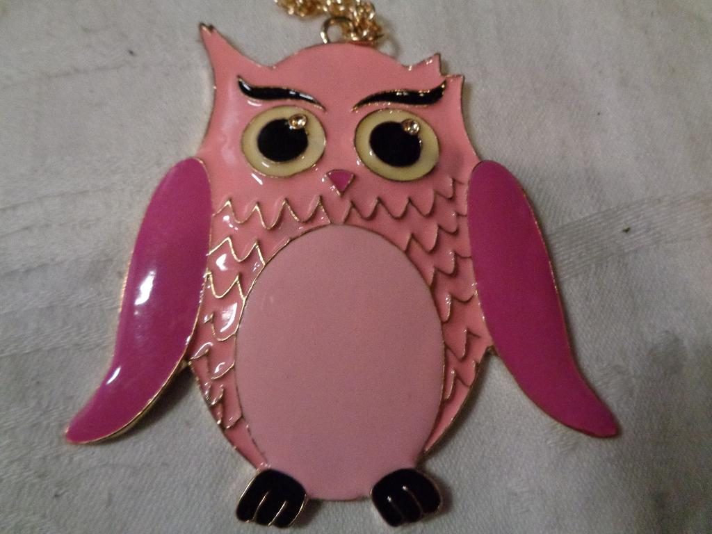 goudkl ketting met roze uil nr k 5118, Ophalen of Verzenden, Nieuw, Roze, Overige materialen