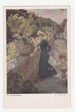 Dame met parasol bij bloementuin.  Illustrateurs., Verzenden, Voor 1920, Ongelopen, Overige thema's