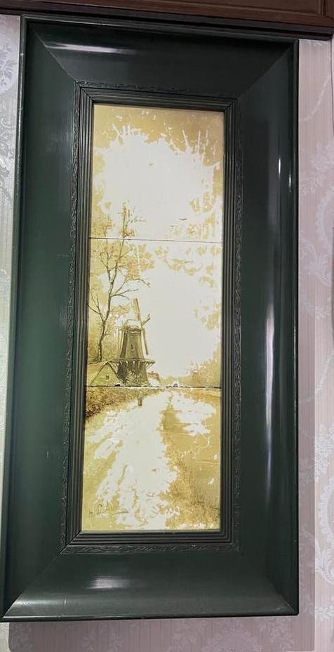 Vintage Tegeltableau Molenlandschap in Lijst, Ophalen