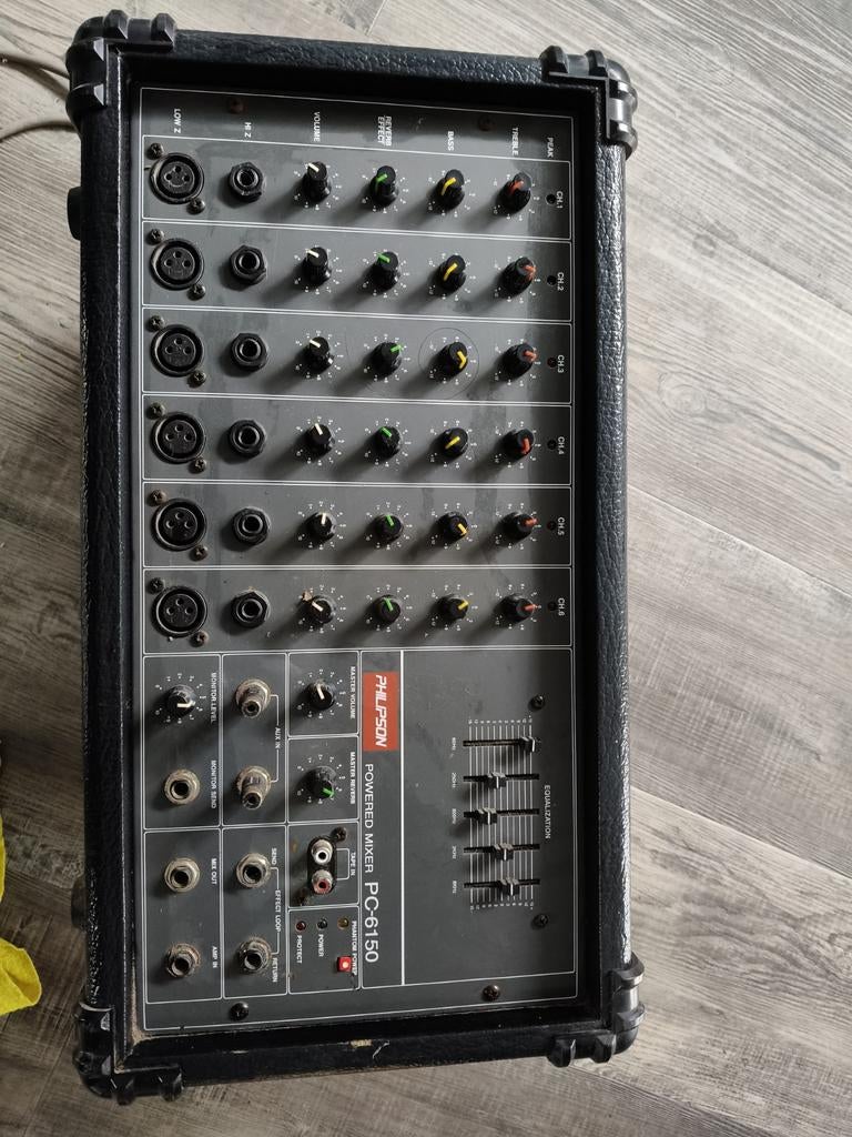 Philipson PC-6150 Powered Mixer, Ophalen, Gebruikt, 5 tot 10 kanalen, Microfooningang