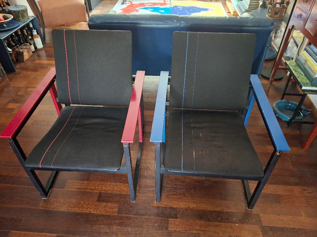 Design Artzan stoelen: blauw en rood! IN PRIJS VERLAAGD, Ophalen, Gebruikt, 75 tot 100 cm, Stof