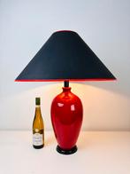 Vintage rode keramiek vaas tafellamp, jaren 70, Ophalen of Verzenden, Zo goed als nieuw, Minder dan 50 cm