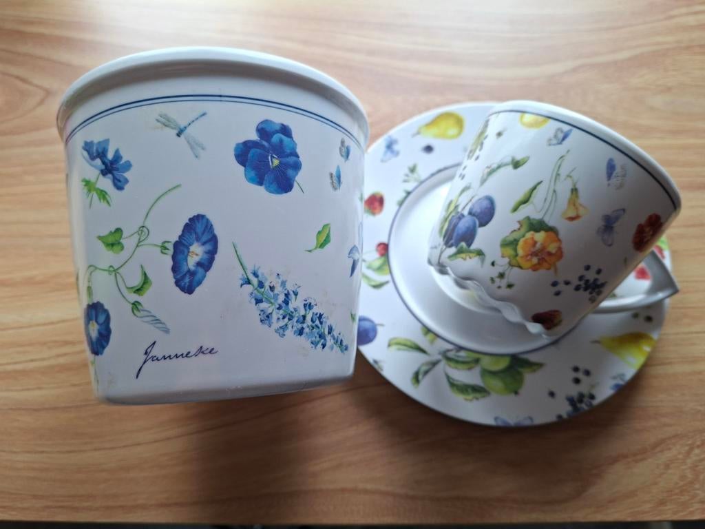 Janneke brinkman fruits and flowers kop en schotel en kom, Ophalen of Verzenden, Zo goed als nieuw