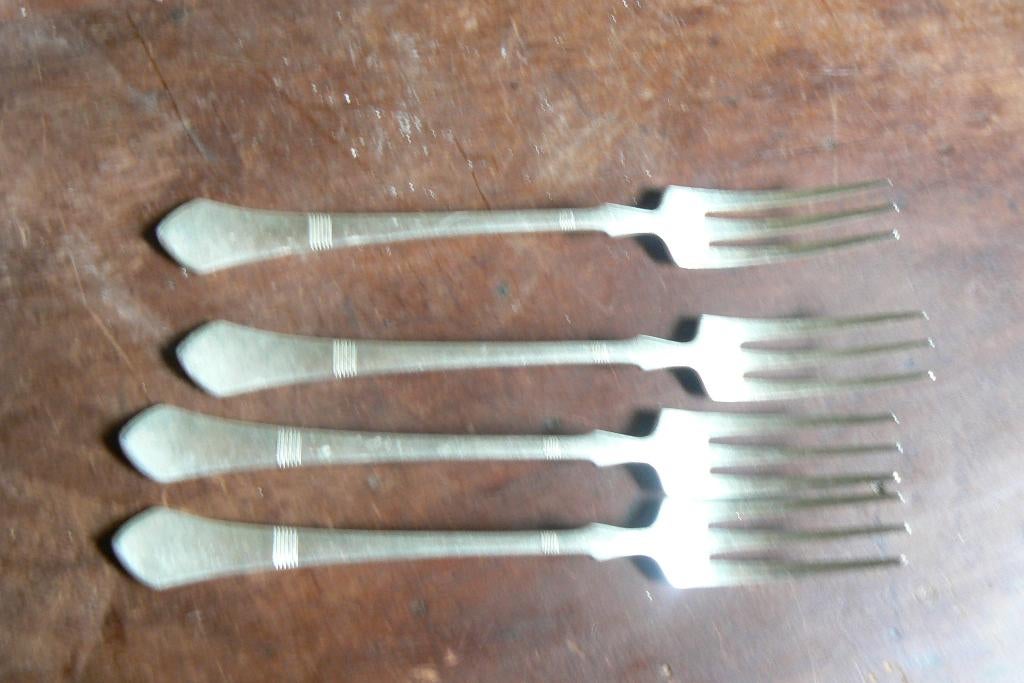 4 antieke verzilverde vorken,Art Krupp, Antiek en Kunst, Antiek | Bestek, Ophalen of Verzenden