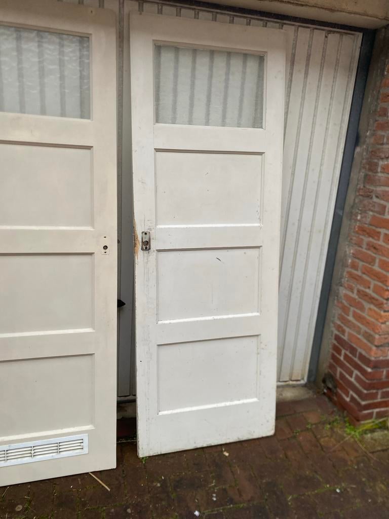 Oude Brynzeel paneeldeuren jaren '30 met glas, Doe-het-zelf en Verbouw, Deuren en Horren, Ophalen, Gebruikt, 80 tot 100 cm, Binnendeur