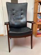 Farstrup Seniorenstoel Zwart Leer - Goede Staat, Huis en Inrichting, Stoelen, Gebruikt, Zwart, Leer, Ophalen of Verzenden