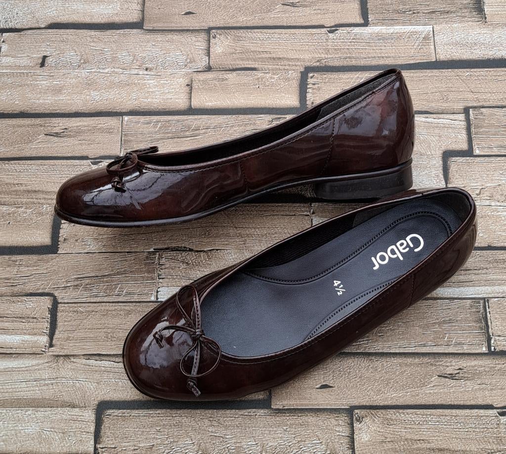 GABOR - stijlvolle laklederen ballerina's, maat 37,5, Bruin, Verzenden, Gabor, Ballerina's