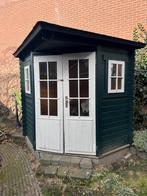 Tuinhuisje groen-wit, Gebruikt, Tuinhuis, 2 ramen, Hout