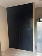 2 zwarte schuifdeuren op rail., Doe-het-zelf en Verbouw, Deuren en Horren, Ophalen, Binnendeur, 200 tot 215 cm