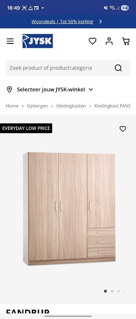 Nieuwd Kledingkast van Jysk, Ophalen, 150 tot 200 cm, Nieuw, 150 tot 200 cm