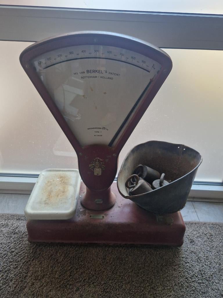 Vintage Berkel Weegschaal - Bordeaux Rood - Decoratief, Ophalen