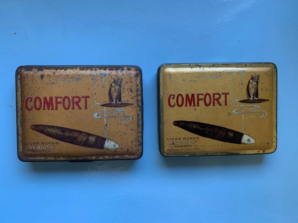 Twee blikjes Comfort sigaren (Uiltje), Verzamelen, Ophalen of Verzenden, Gebruikt, Overige, Overige merken