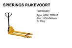 Palletwagen Spierings Rijkevoort pompwagen, Niet ingevuld, Niet ingevuld, Nieuw, Ophalen of Verzenden