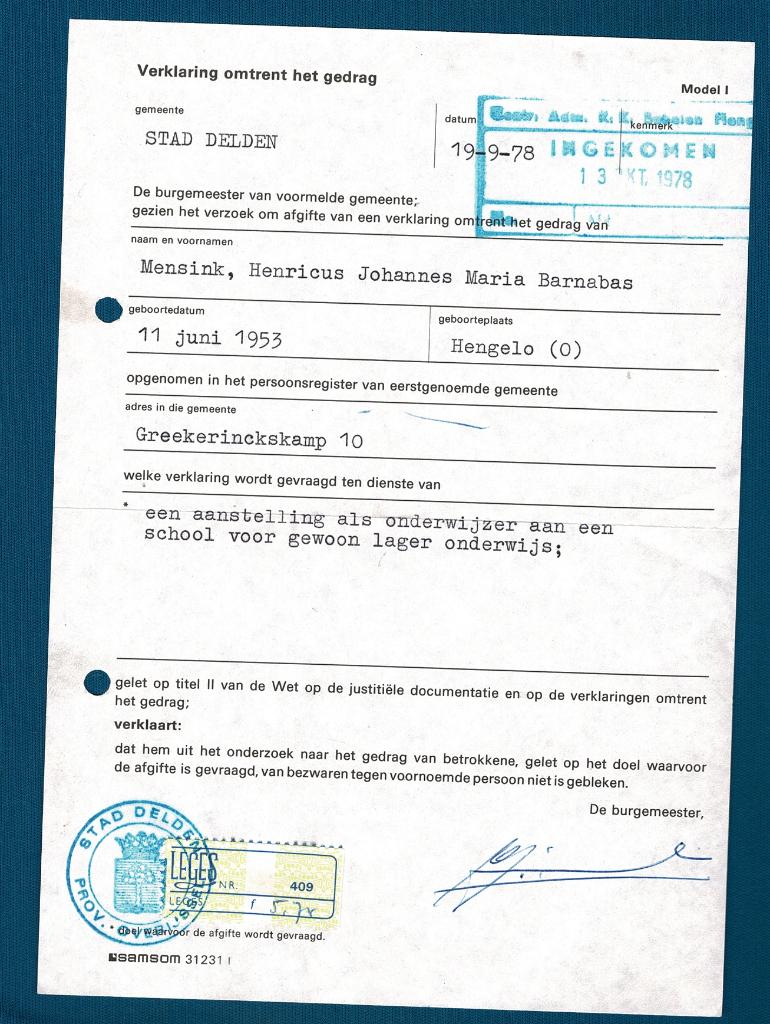 Legesdocument, Postzegels en Munten, Verzenden, Na 1940, Gestempeld