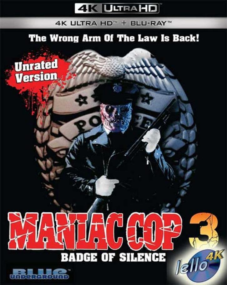 Blu-ray 4K: Maniac Cop 3: Badge of Silence (1992) US nNLO, Cd's en Dvd's, Blu-ray, Nieuw in verpakking, Horror, Ophalen of Verzenden