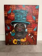 Vrolijke afrikaanse vrouw, Antiek en Kunst, Kunst | Schilderijen | Modern, Ophalen of Verzenden