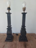 2 Donker houten klassieke tafel lampenvoeten., Ophalen