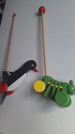 Houten Duwdieren - Pinguïn & Rups, Ophalen
