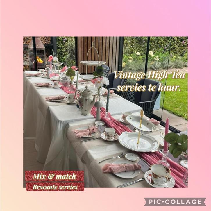 vintage chic servies te huur, High Tea, Brits theefeest, Antiek en Kunst, Antiek | Servies compleet, Ophalen