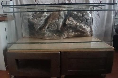 Terrarium 125x50x50 met mooie achterwand (incl. inrichting), Dieren en Toebehoren, Reptielen en Amfibieën | Toebehoren, Zo goed als nieuw