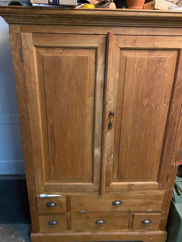 Teakhouten tv kast  160x110x60 hxbxd, Ophalen, Zo goed als nieuw, 120 tot 170 cm