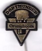 Dortmunder oranjeboom goud op zwart plastic speldje ( N_147), Verzamelen, Speldjes, Pins en Buttons, Verzenden, Zo goed als nieuw