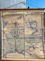 Leiden ontzet mooie schoolkaart op linnen uit 1931, Ophalen of Verzenden, Aardrijkskunde