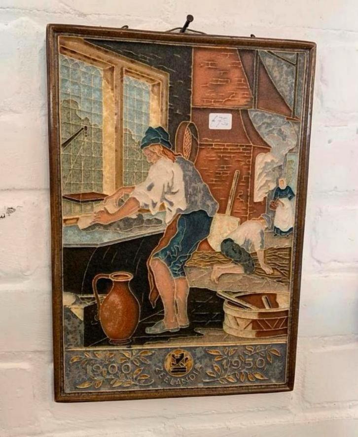 Delfts cloisonné tegel grote porseleinen fles herdenking, Antiek en Kunst, Antiek | Wandborden en Tegels, Ophalen of Verzenden