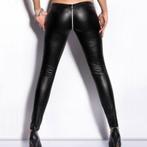 Zwarte wetlook legging met rits dames vrouwen leren broek, Maat 38/40 (M), Verzenden, Zwart, Nieuw