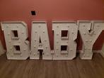 Te koop: lichtletters BABY (gender reveal), Hobby en Vrije tijd, Ophalen, Zo goed als nieuw, Feestartikel, Geboorte of Huwelijk