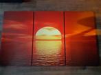 Canvas zonsondergang 3 delen, Ophalen, 125 cm of meer, Zo goed als nieuw, Schilderij