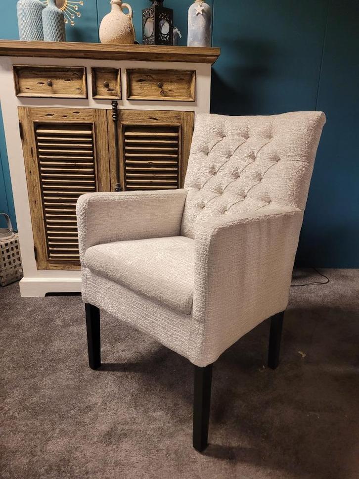 VOORRAAD 6 Landelijke Eetkamerstoelen Bianca Licht Beige 13, Huis en Inrichting, Stoelen, Nieuw, Vijf, Zes of meer stoelen, Stof