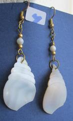 O2-4: Oorbel Parelmoer- Hang- 4¼ cm. lang en 2 cm. breedt, Overige materialen, Hangers, Verzenden, Wit