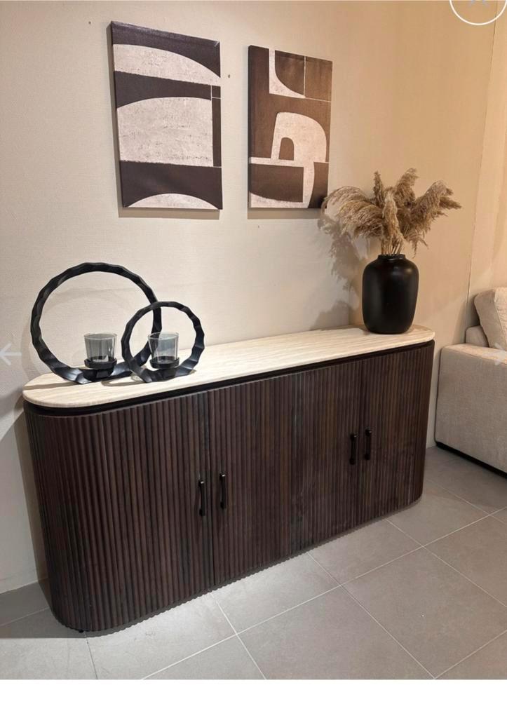 Travertin Dressoir - stijlvol & uniek! In het bruin of crème, Huis en Inrichting, Kasten | Dressoirs, Nieuw, 150 tot 200 cm, 25 tot 50 cm