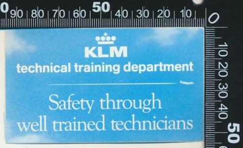 Sticker: KLM - Technical Training Department, Verzamelen, Stickers, Ophalen of Verzenden