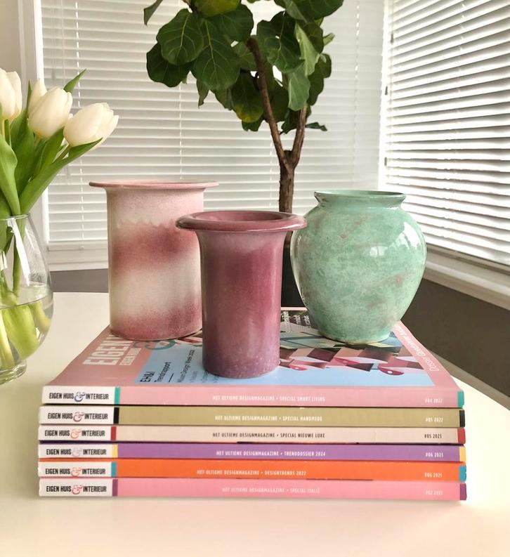 Set van 3x vintage bloempotten, Boeken, Tijdschriften en Kranten, Zo goed als nieuw, Ophalen of Verzenden